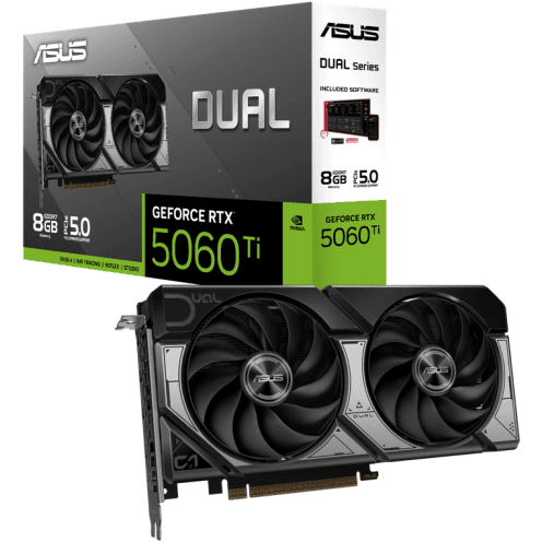 Placa video ASUS Dual GeForce RTX 5060 Ti 8GB standard cu două ventilatoare