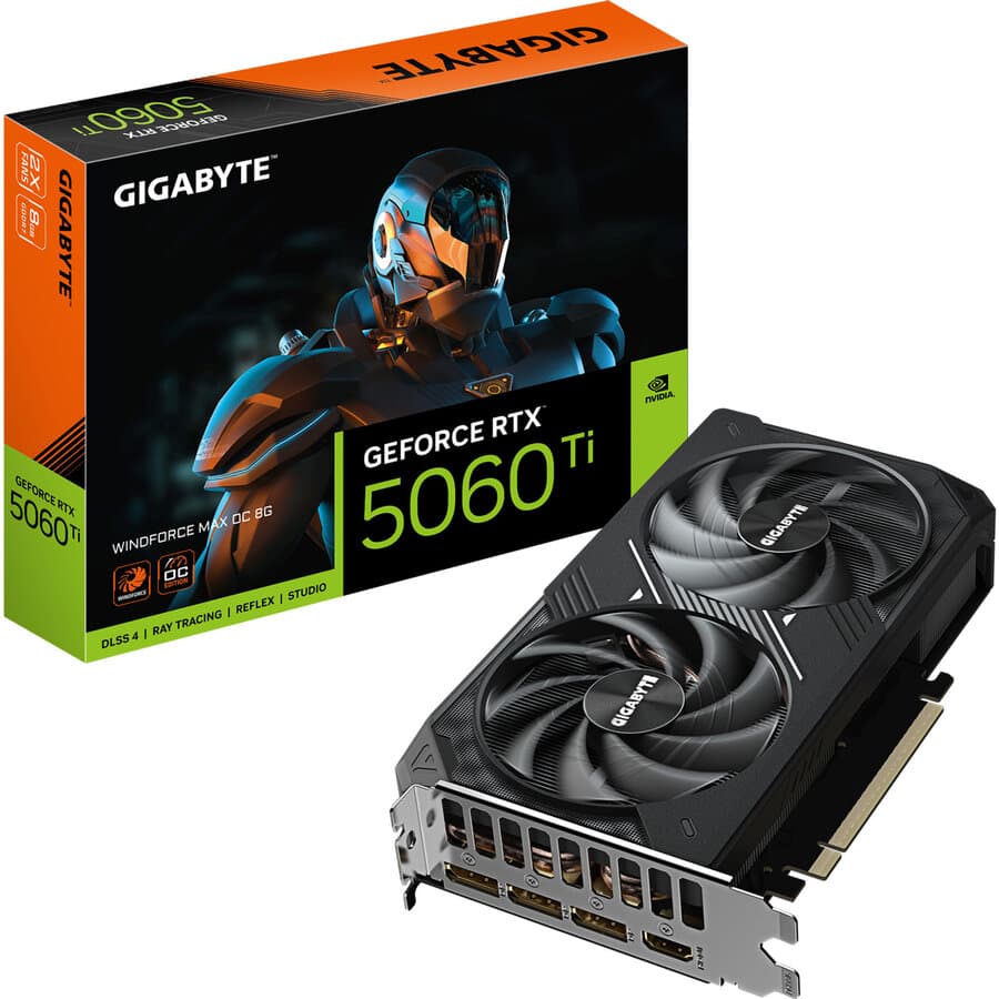 Placa video Gigabyte RTX 5060 Ti WINDFORCE MAX OC 8GB cu două ventilatoare