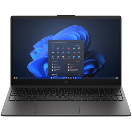 Laptop HP 250R G10 Dark Ash Silver, deschis și văzut frontal